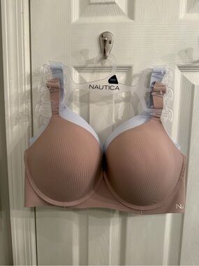 Nautica Women’s Seamless Molded T-Shirt Bra - Blush and Blue 38DD NEW